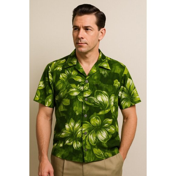 Vintage Royal Hawaiian Green Floral Aloha Shirt Men’s Size M – Made in Hawaii - Picture 5 of 5